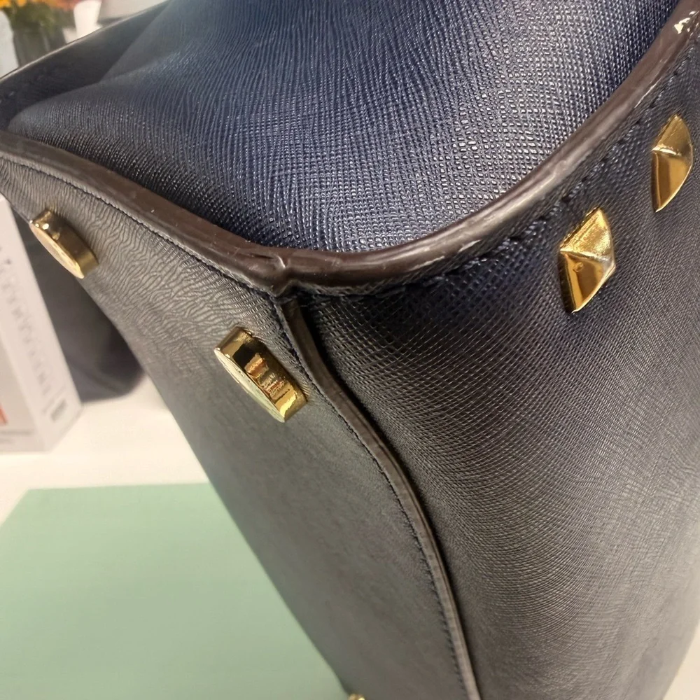 Michael Kors Dark Blue Studded Satchel-Large- Like New